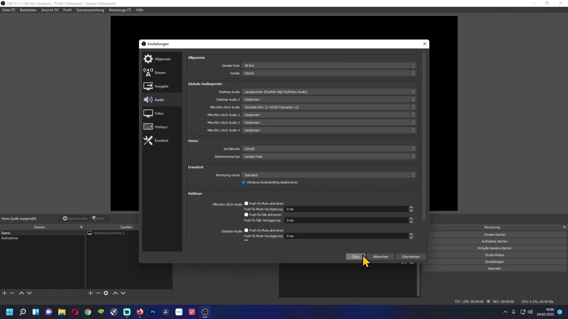 Pengaturan audio optimal untuk OBS Studio Pengaturan audio optimal untuk OBS Studio