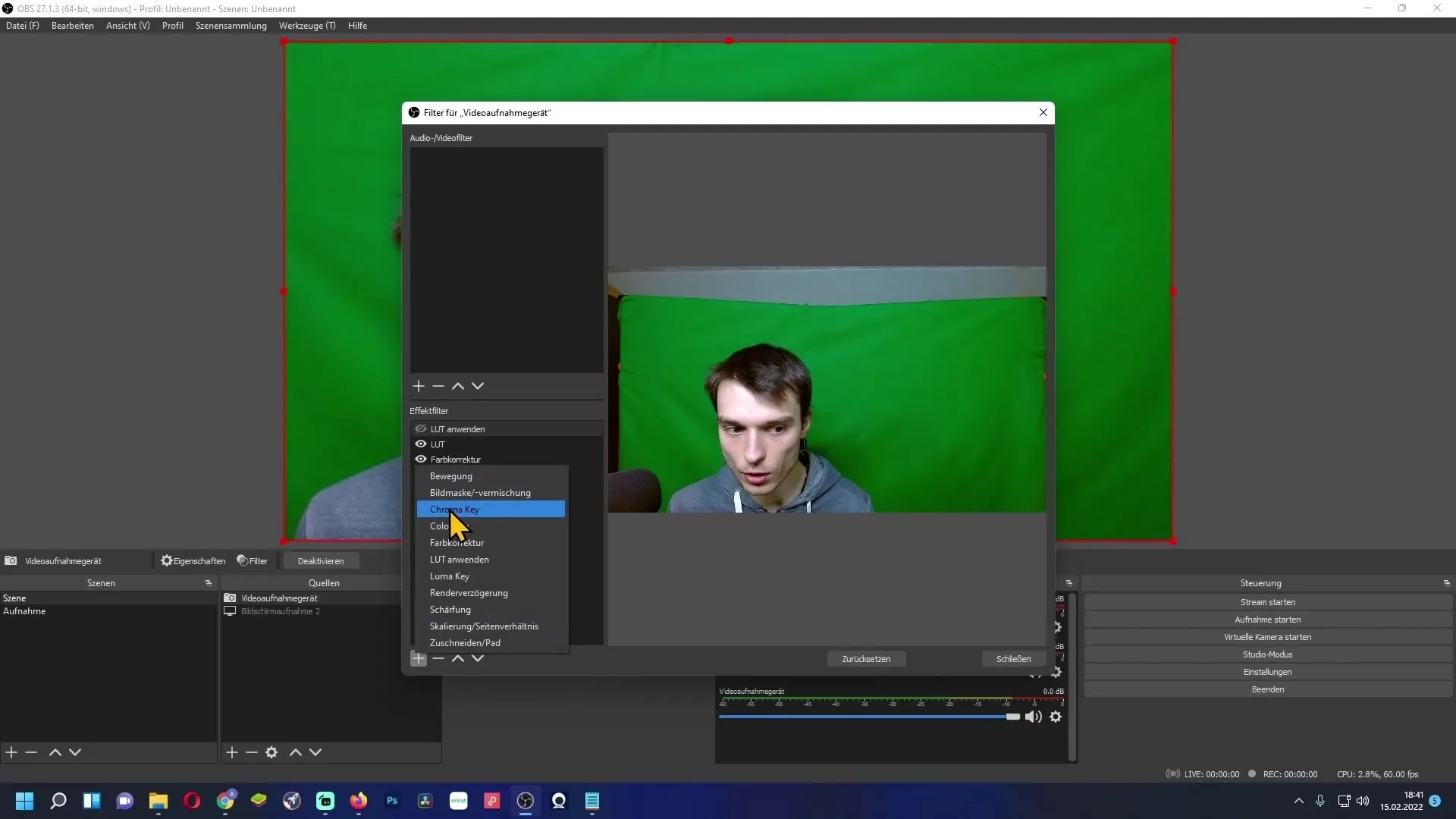 Fjern greenscreen raskt i OBS Studio