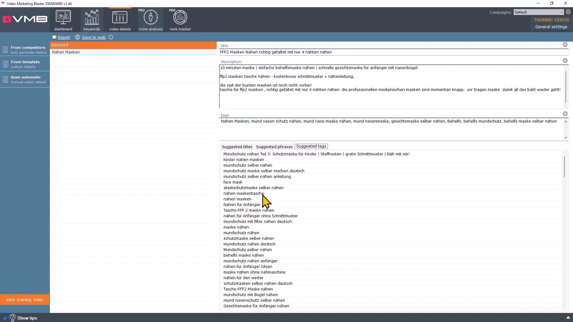 Automatiserte YouTube videoer med Videoomarketing Blaster