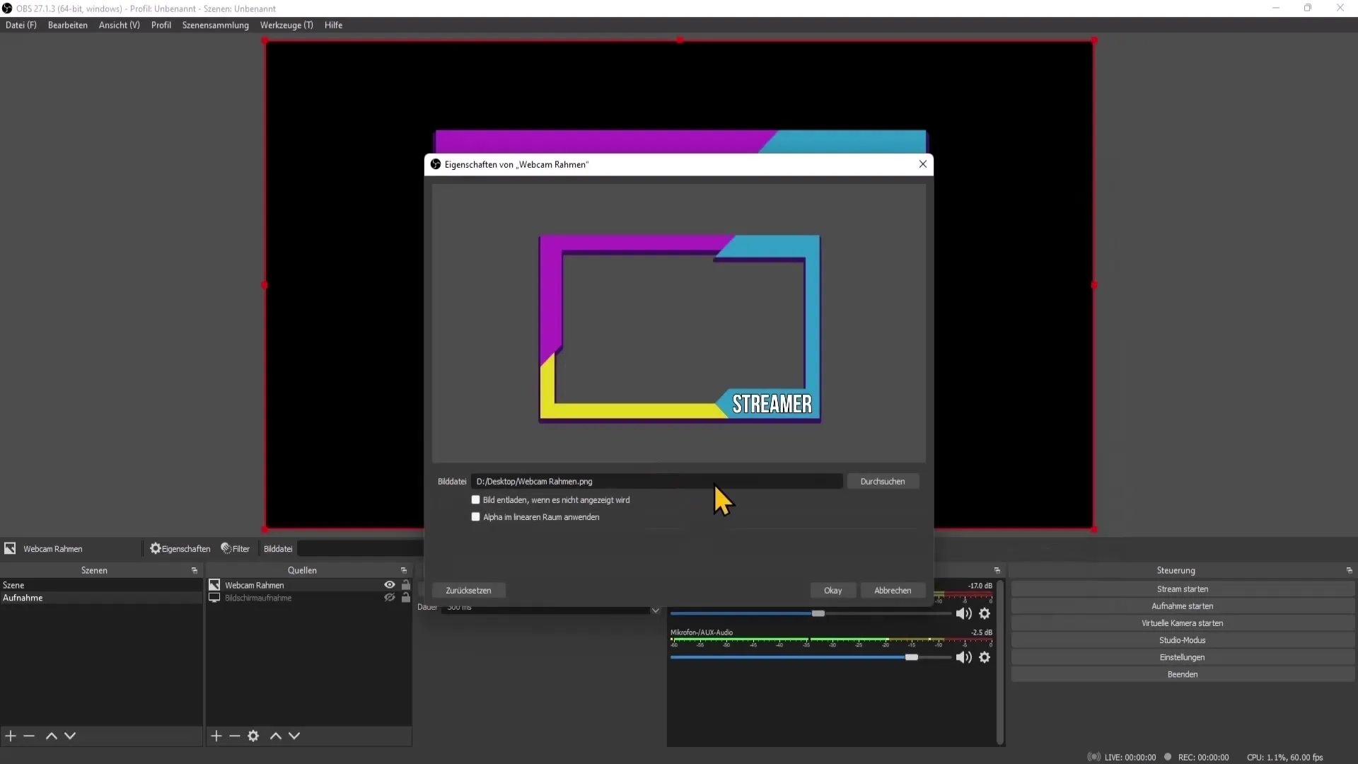 Membuat desain khusus untuk bingkai webcam Anda Membuat desain individual untuk bingkai webcam Anda