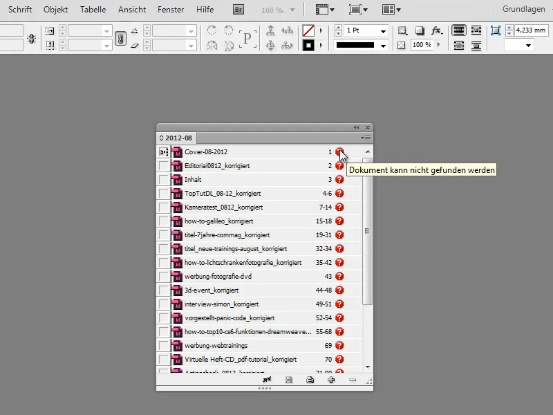 Tipps &amp; Tricks zu Adobe InDesign: Verloren gegangene Buchdateien schnell wiederfinden