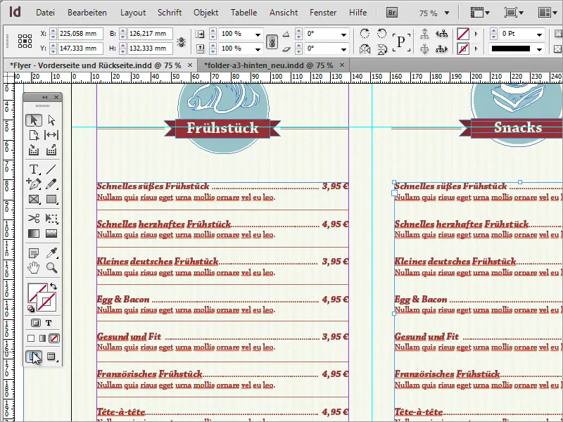 Professionelle Speisekarte in Adobe InDesign gestalten - Teil 4