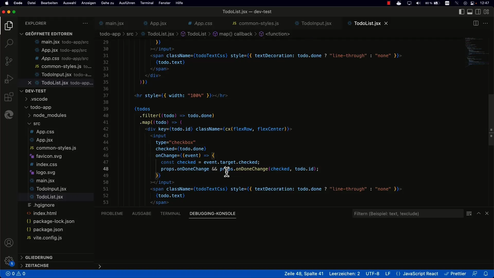 Aplicación de lista de tareas con React: grupos para tareas completadas