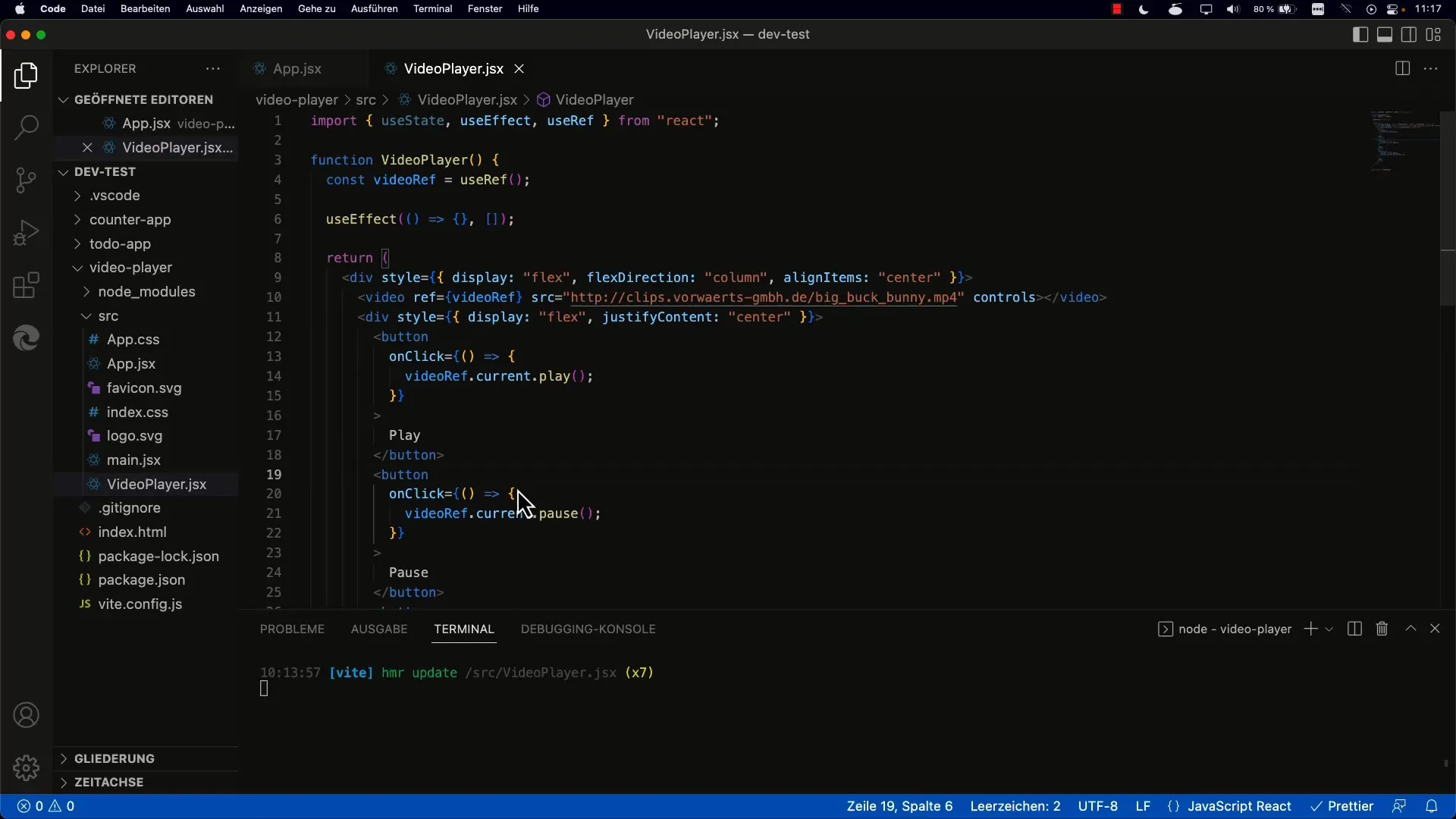 Integrar uma função de reprodução/pausa no React