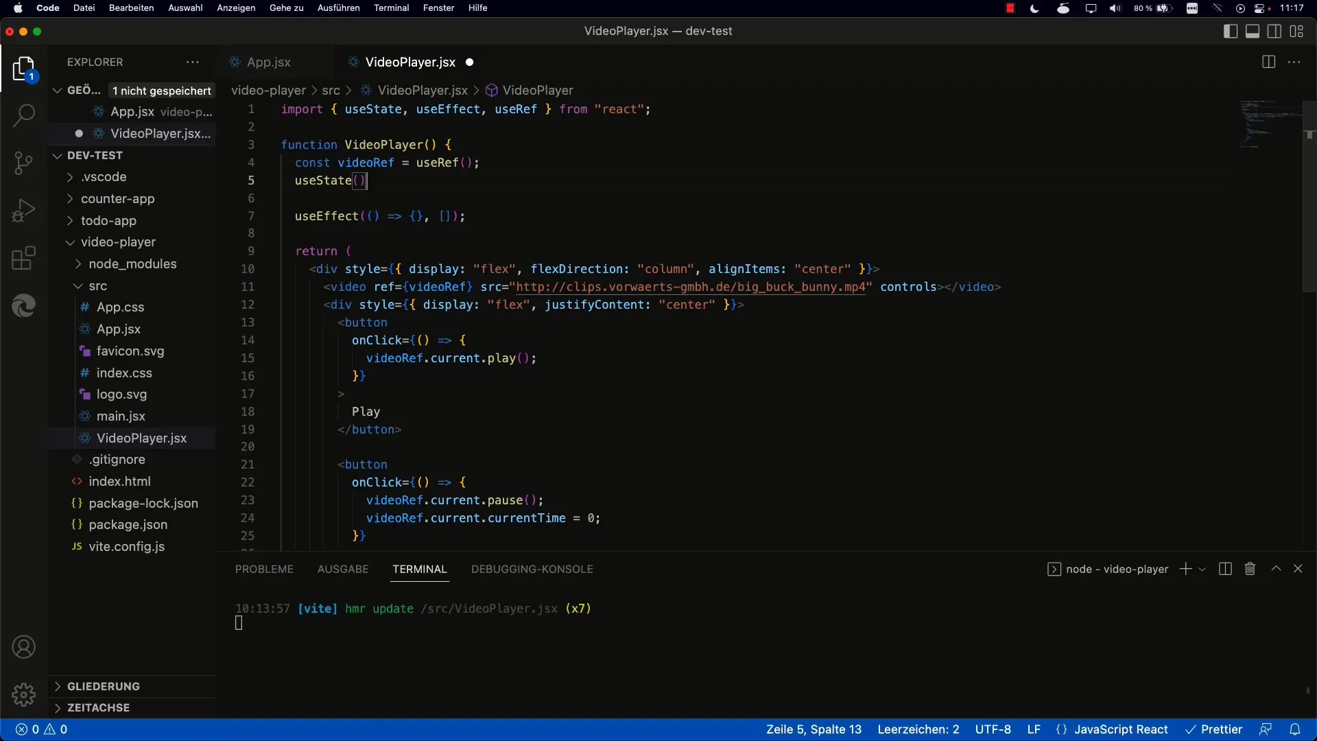 Integrar uma função de reprodução/pausa no React