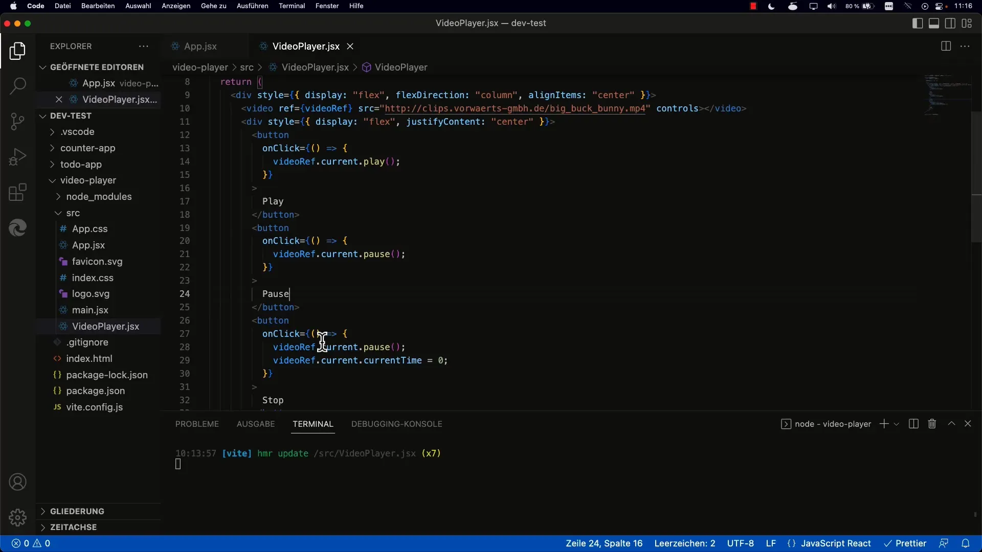 Integrar uma função de reprodução/pausa no React
