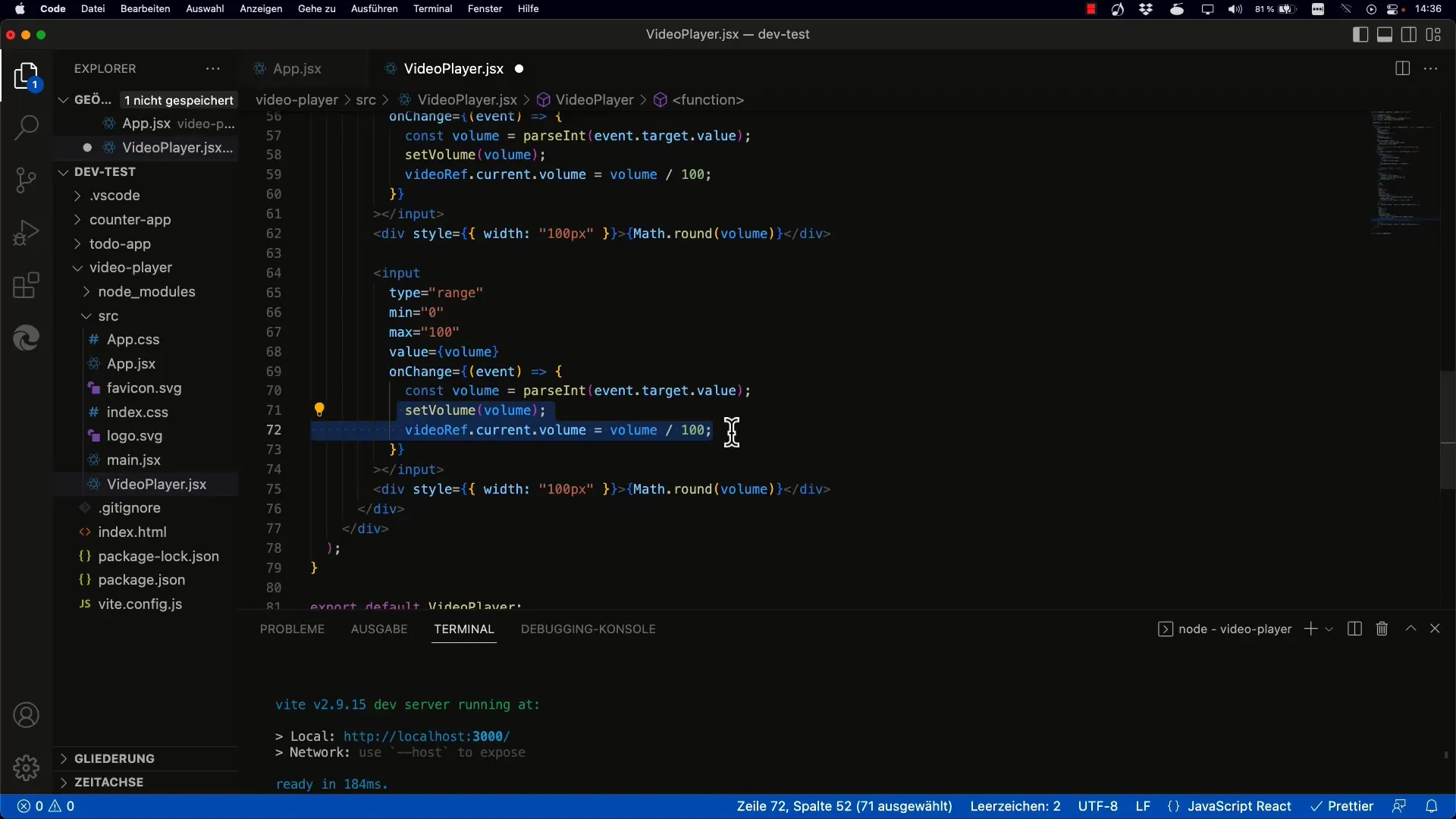 Reactでのスライダーを使用したインタラクティブなビデオ制御