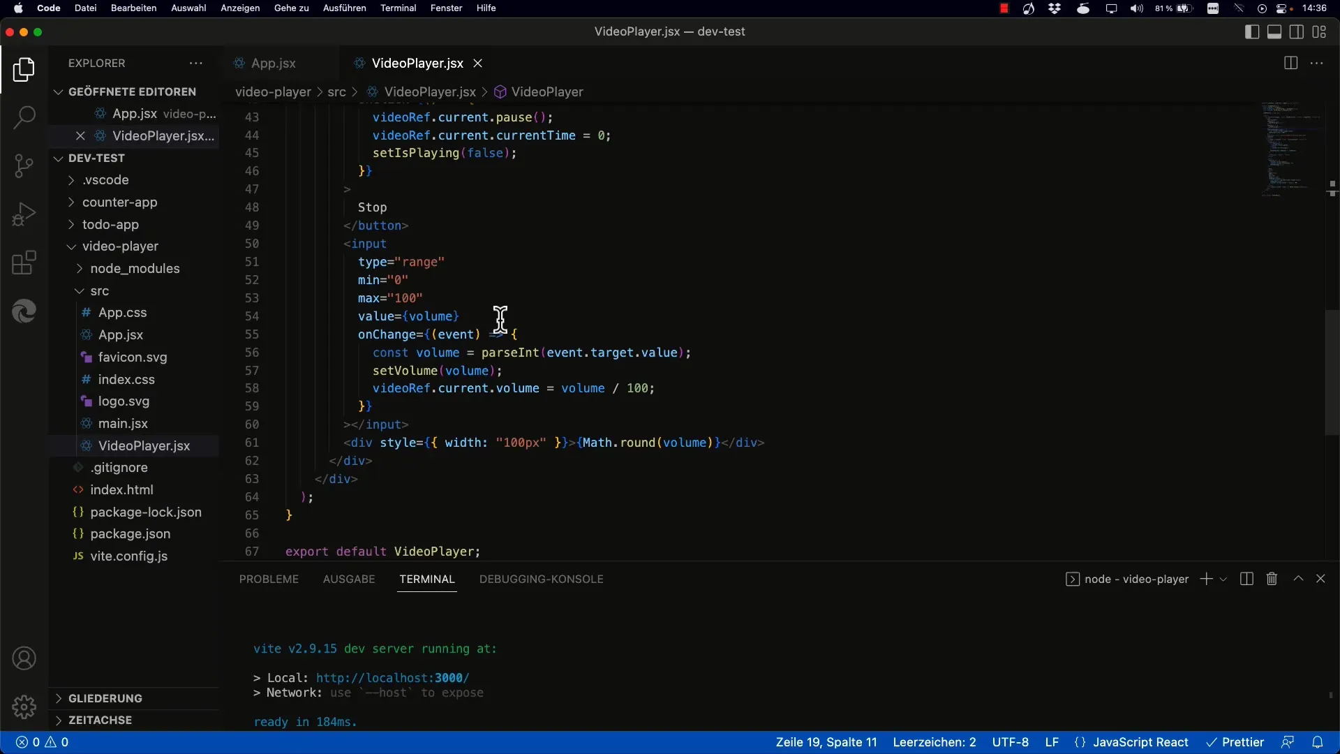 Reactでスライダーを使ったインタラクティブなビデオ制御