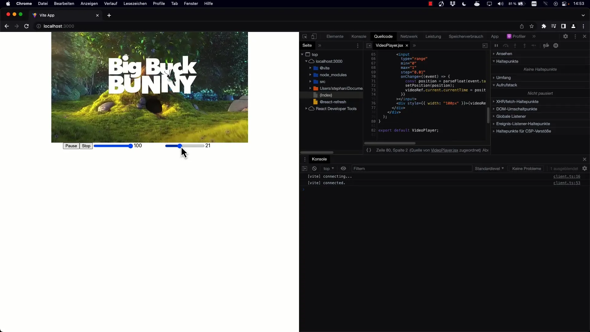 Reactでのインタラクティブなビデオ制御とスライダー
