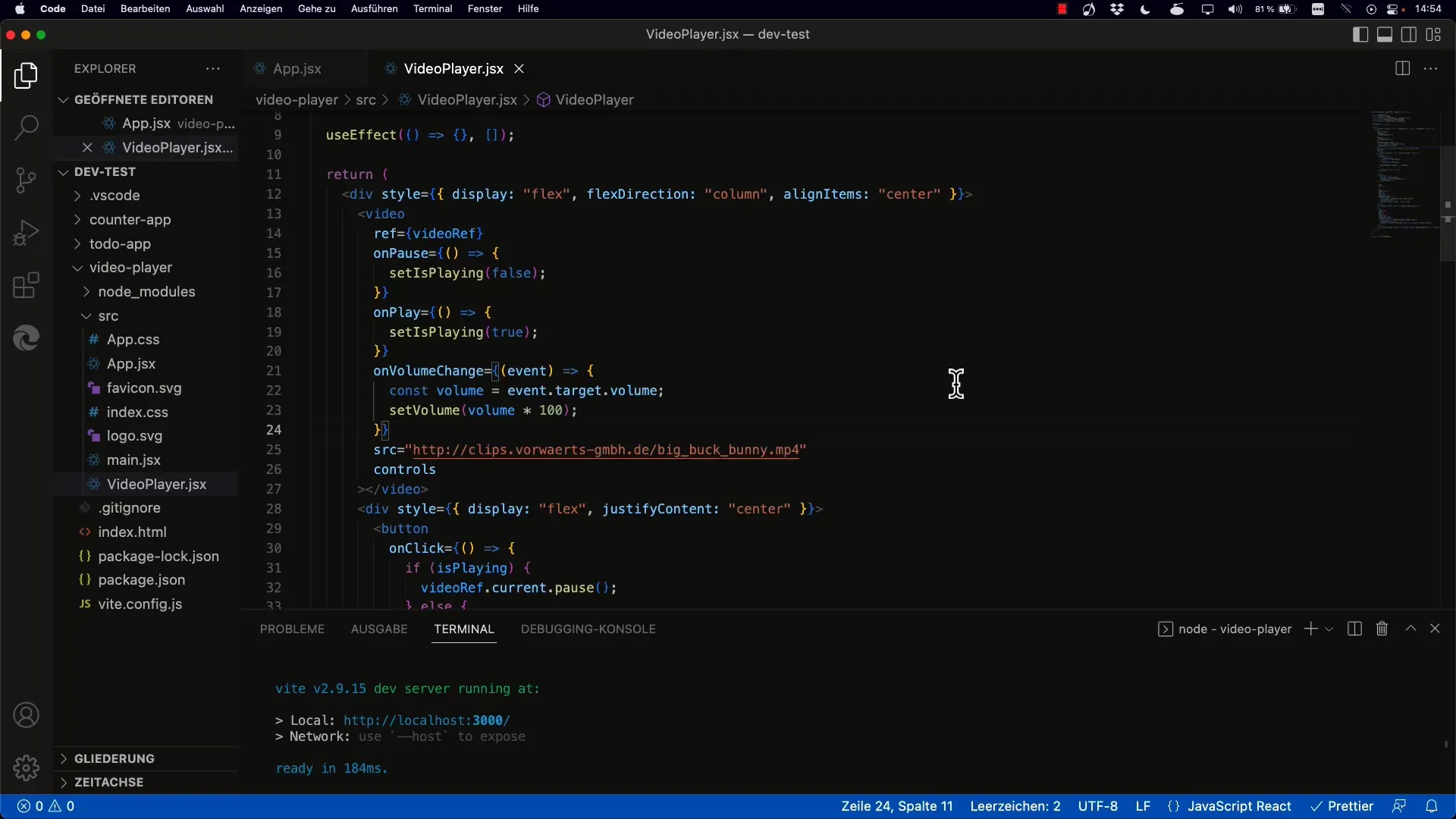 Reactを使用したスライダーを備えたインタラクティブなビデオ制御