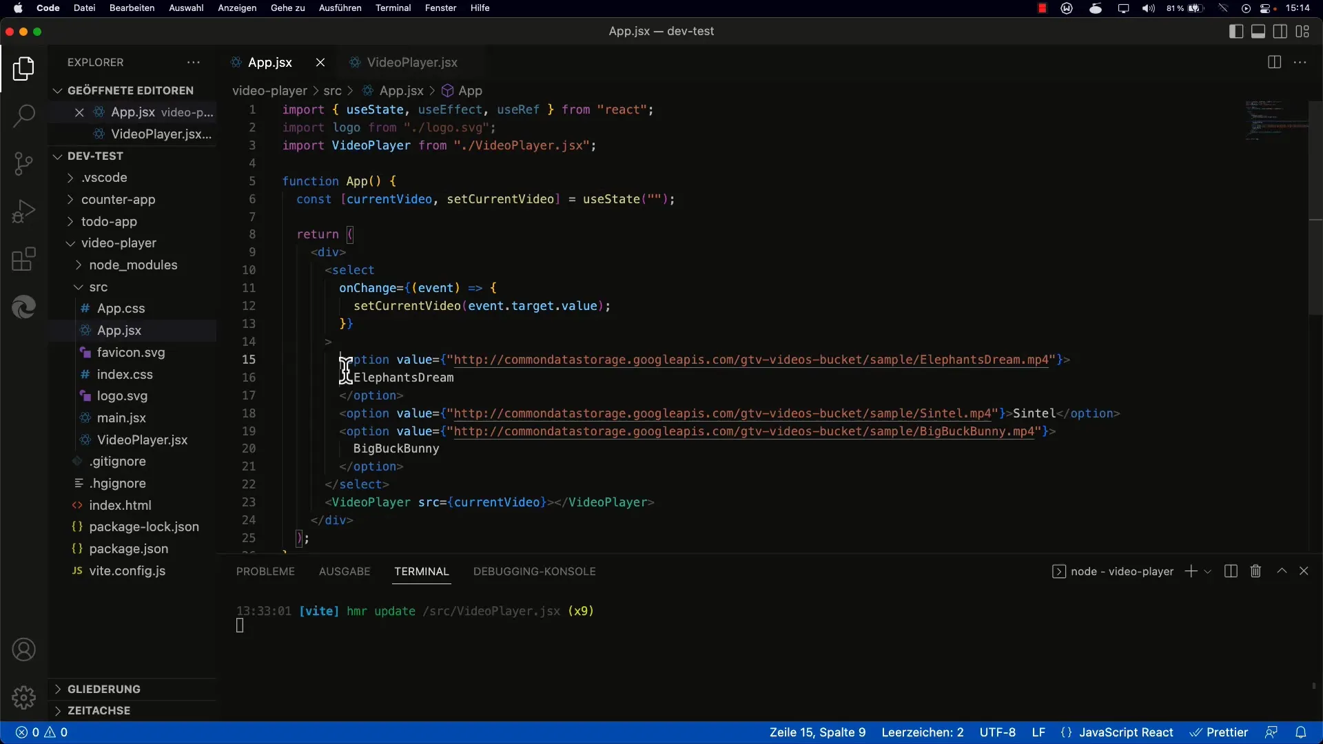 Implementer en dynamisk videoliste i React