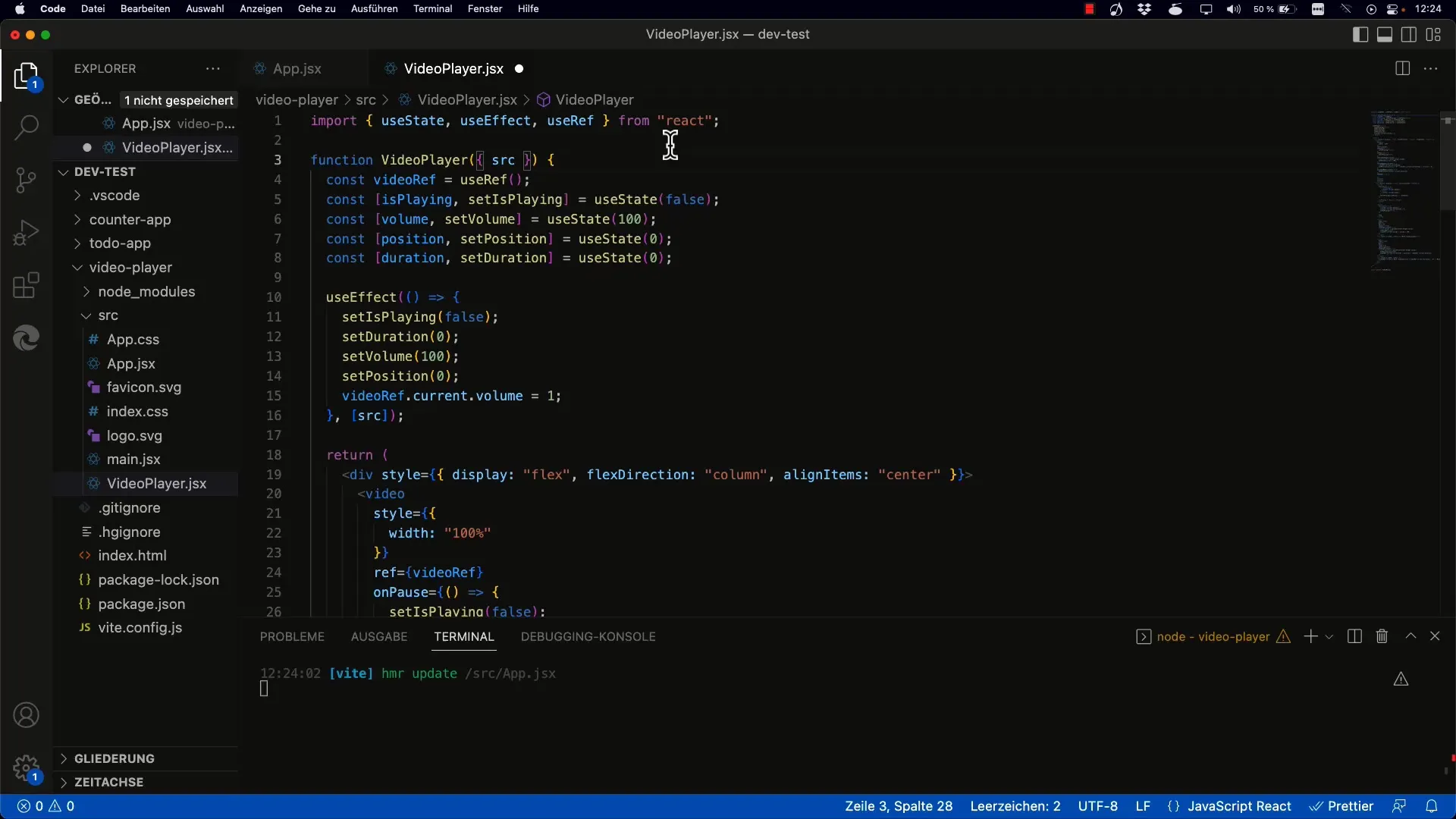 Implementar a reprodução automática de vídeos em React