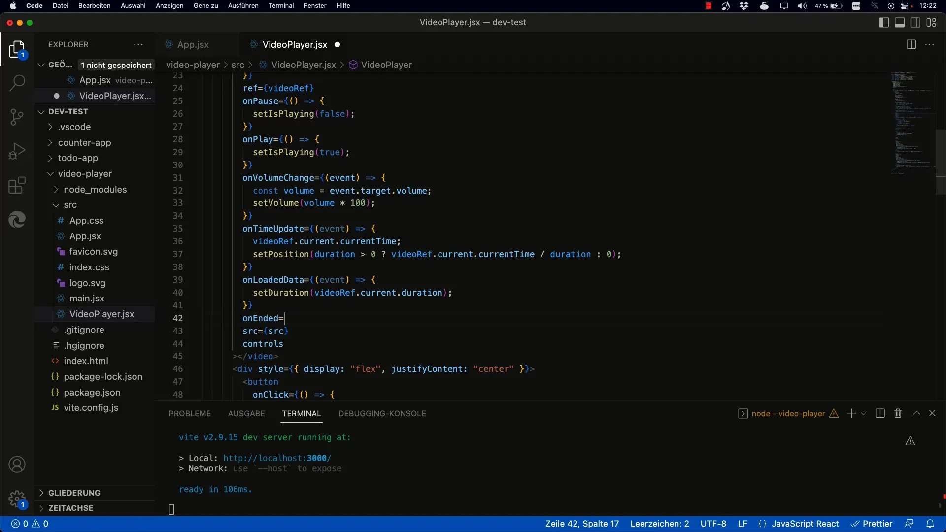 Implementar a reprodução automática de vídeos em React
