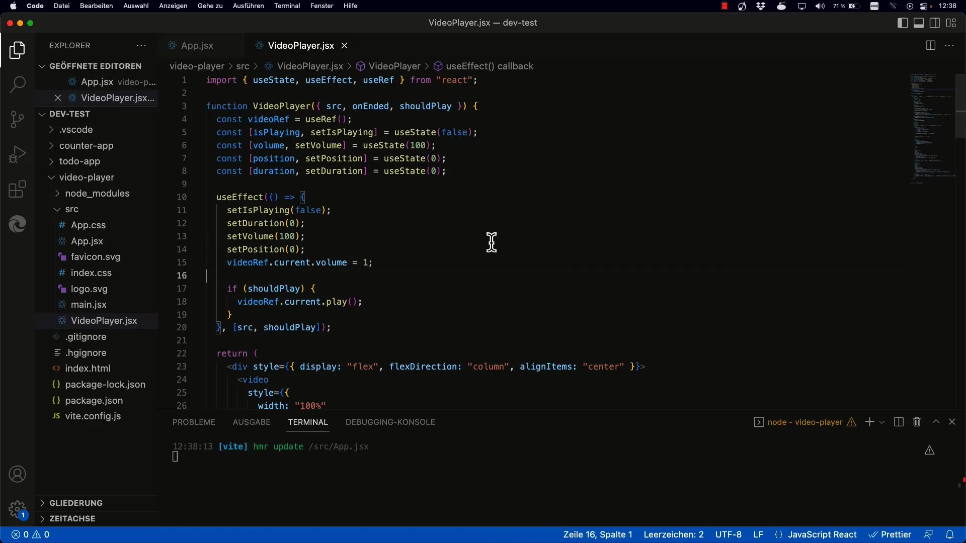 Implementar a reprodução automática de vídeos em React