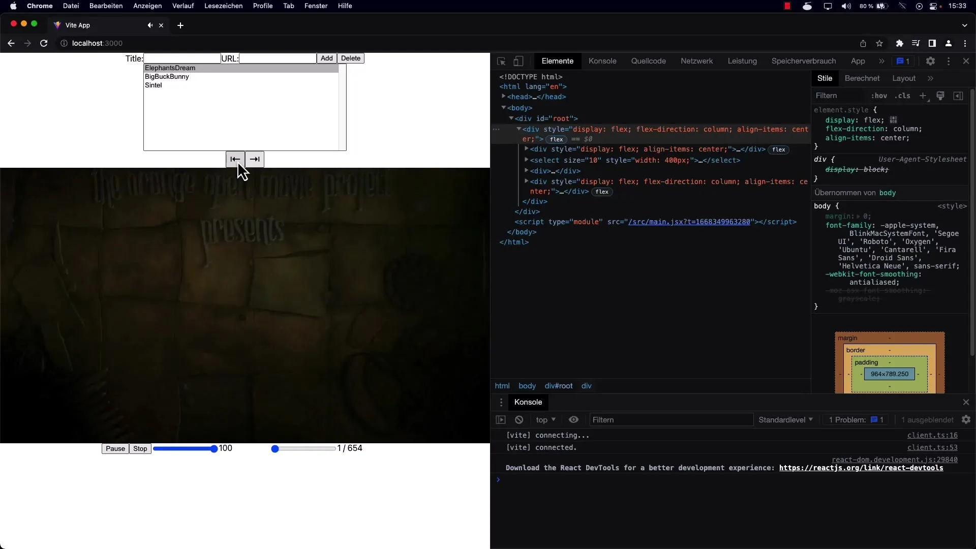 Navigasi antara video dengan tombol Berikutnya dan Sebelumnya di React