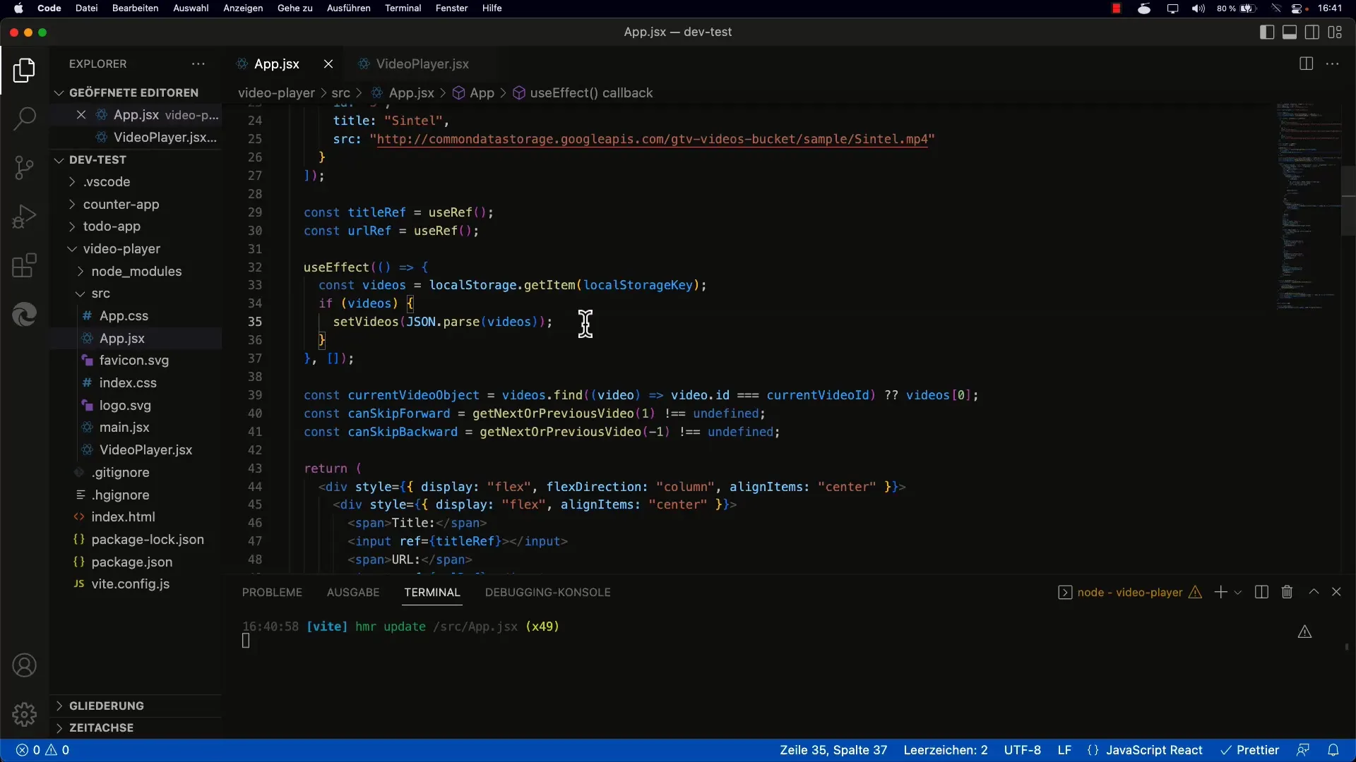 Guardar y cargar vídeos en React