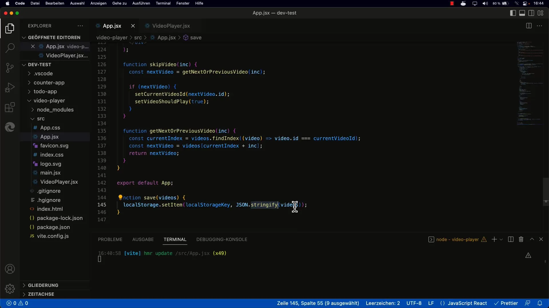 Guardar y cargar videos en React