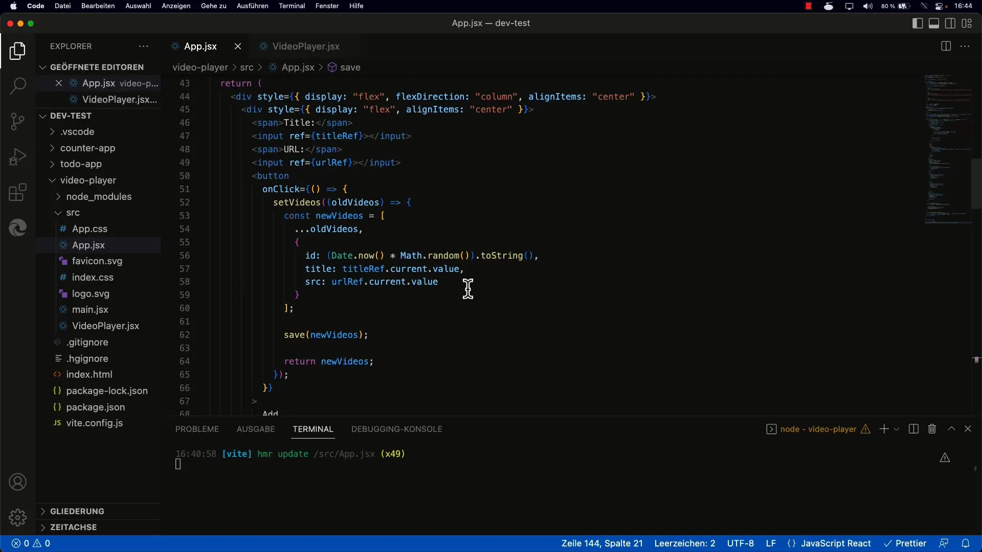 Guardar y cargar videos en React
