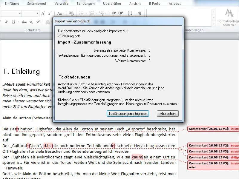 Grafikmarkierungswerkzeuge in Acrobat, Kommentare exportieren und importieren