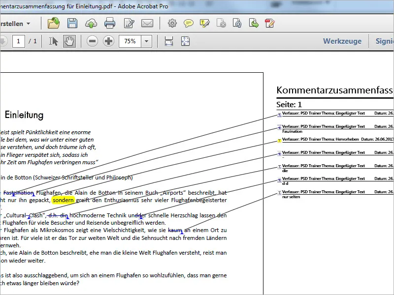 Acrobat'taki grafik işaretleme araçları, yorumları dışa aktarma ve içe aktarma