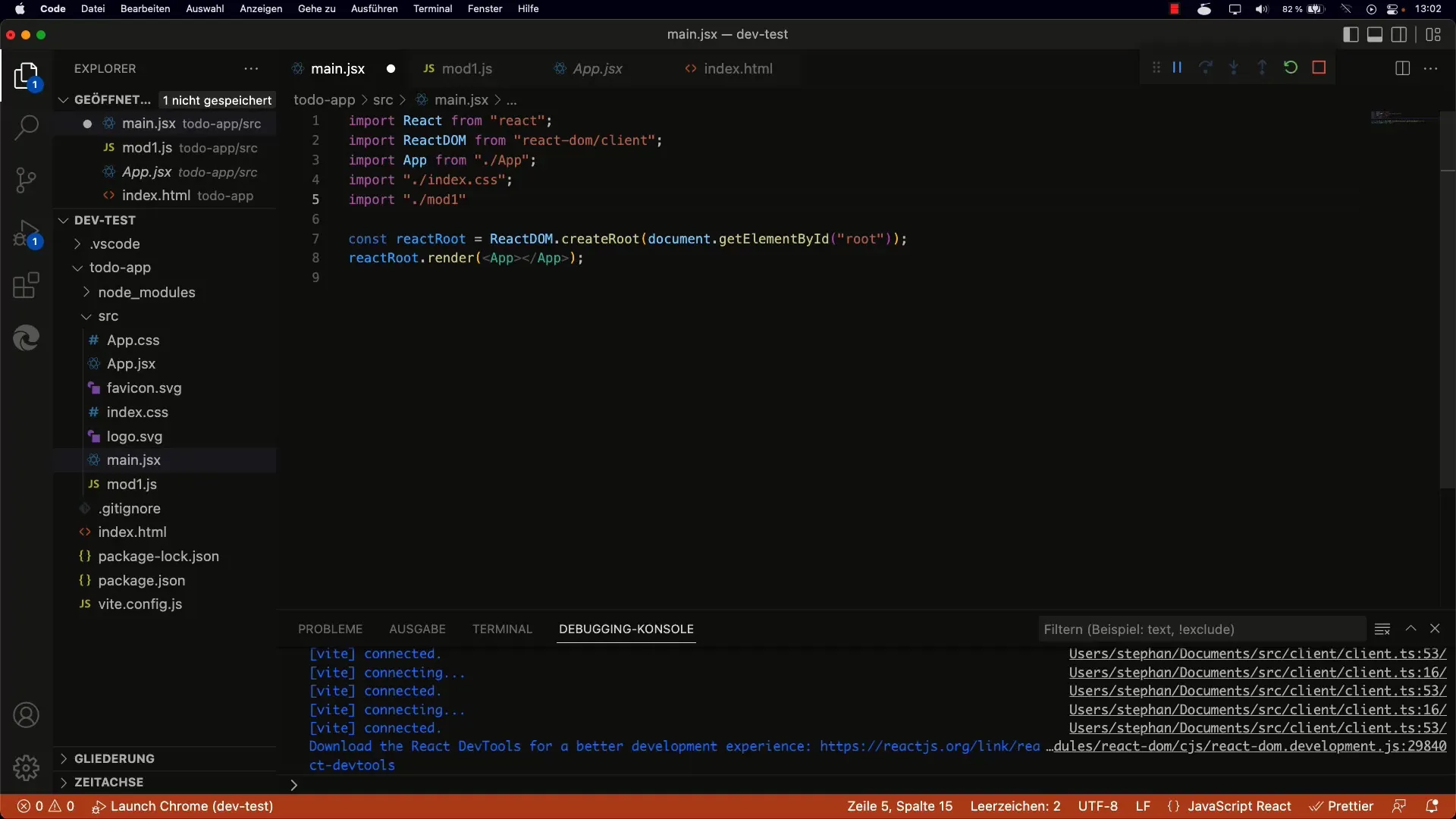Brug ES6-modul i React