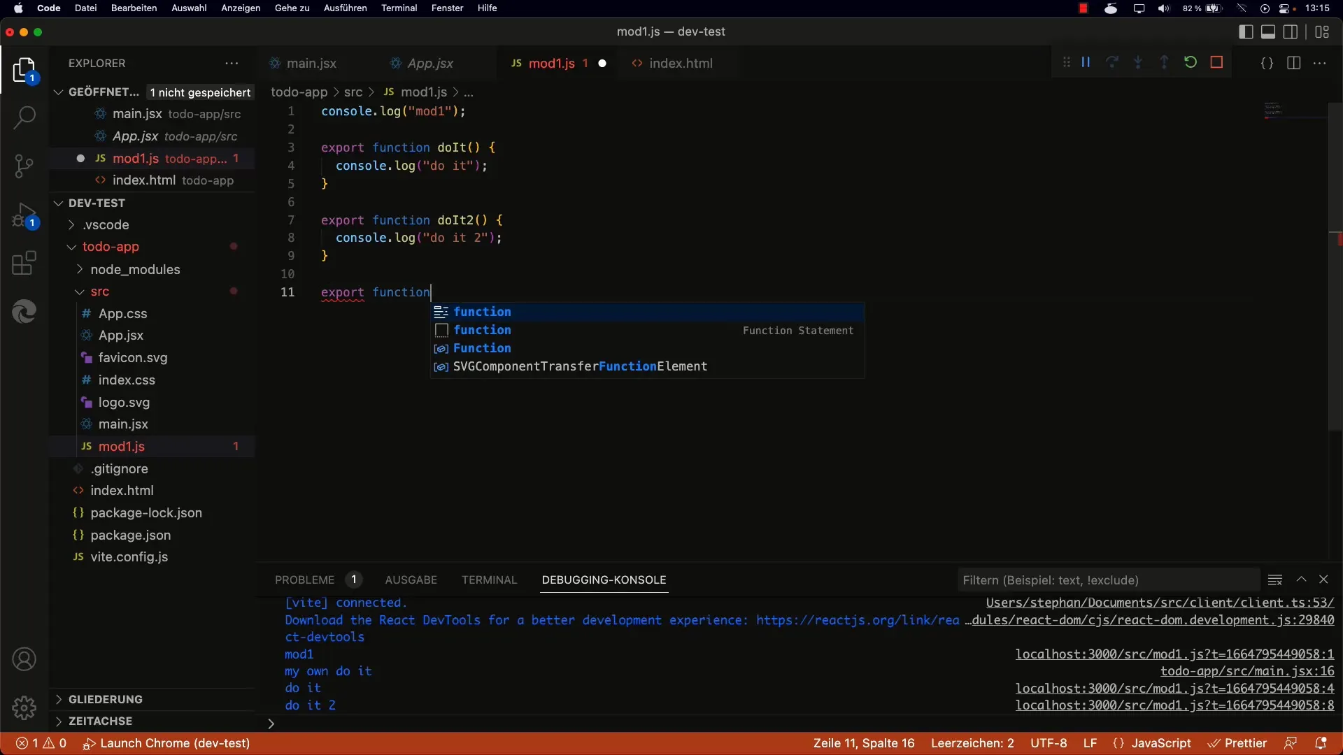 Brug ES6-modul i React