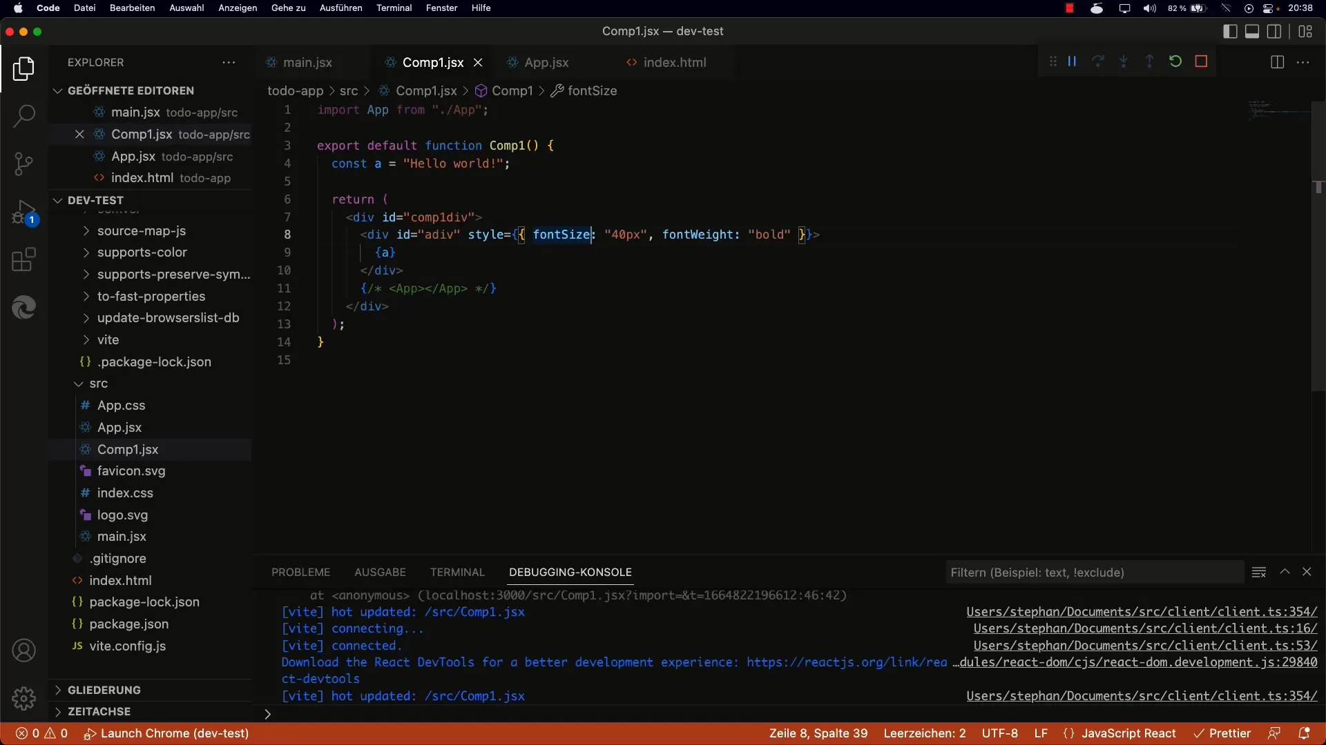 Uporabite JavaScript izraze v JSX-u
