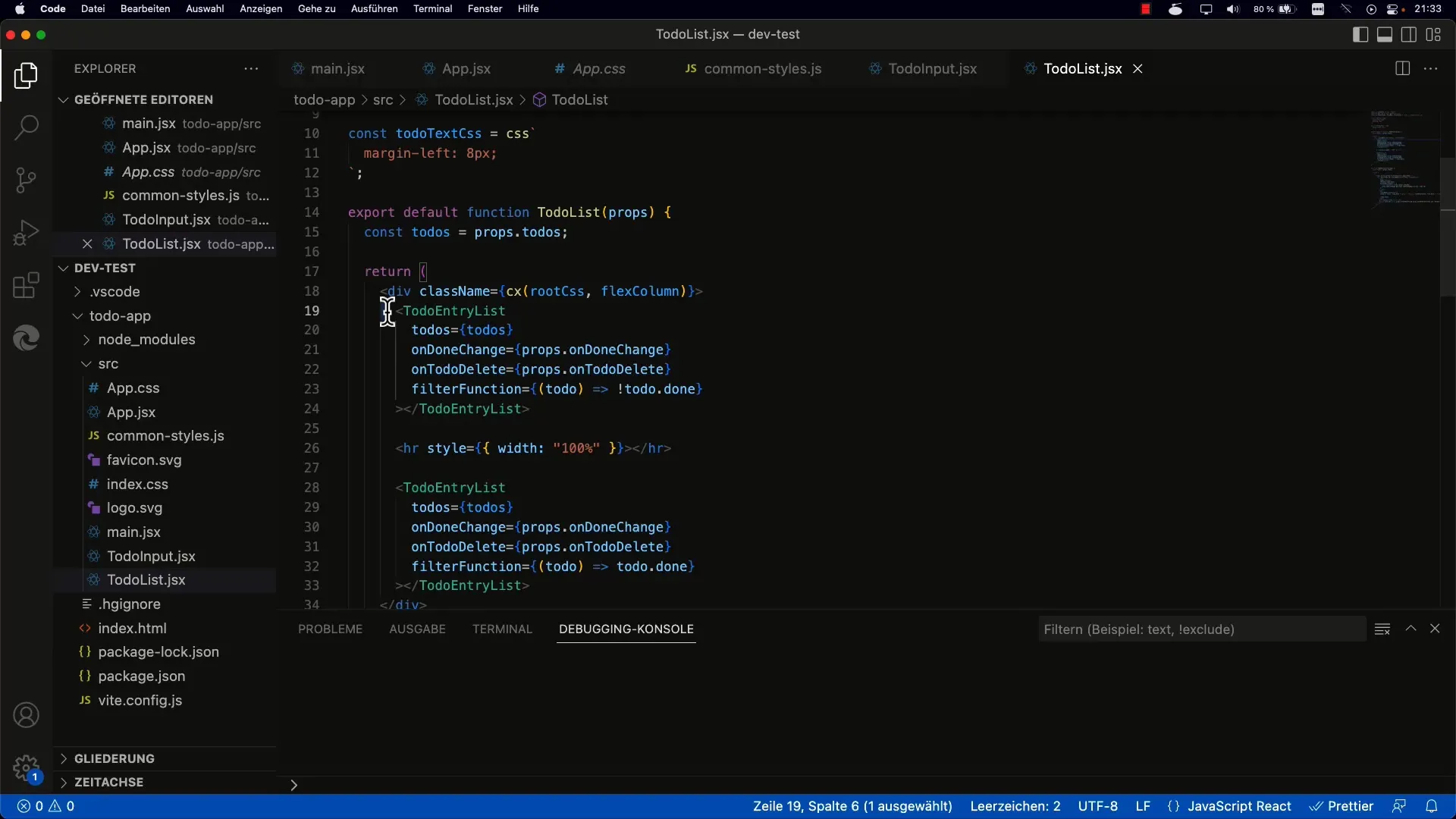 Conclusão sobre a aplicação to-do com React