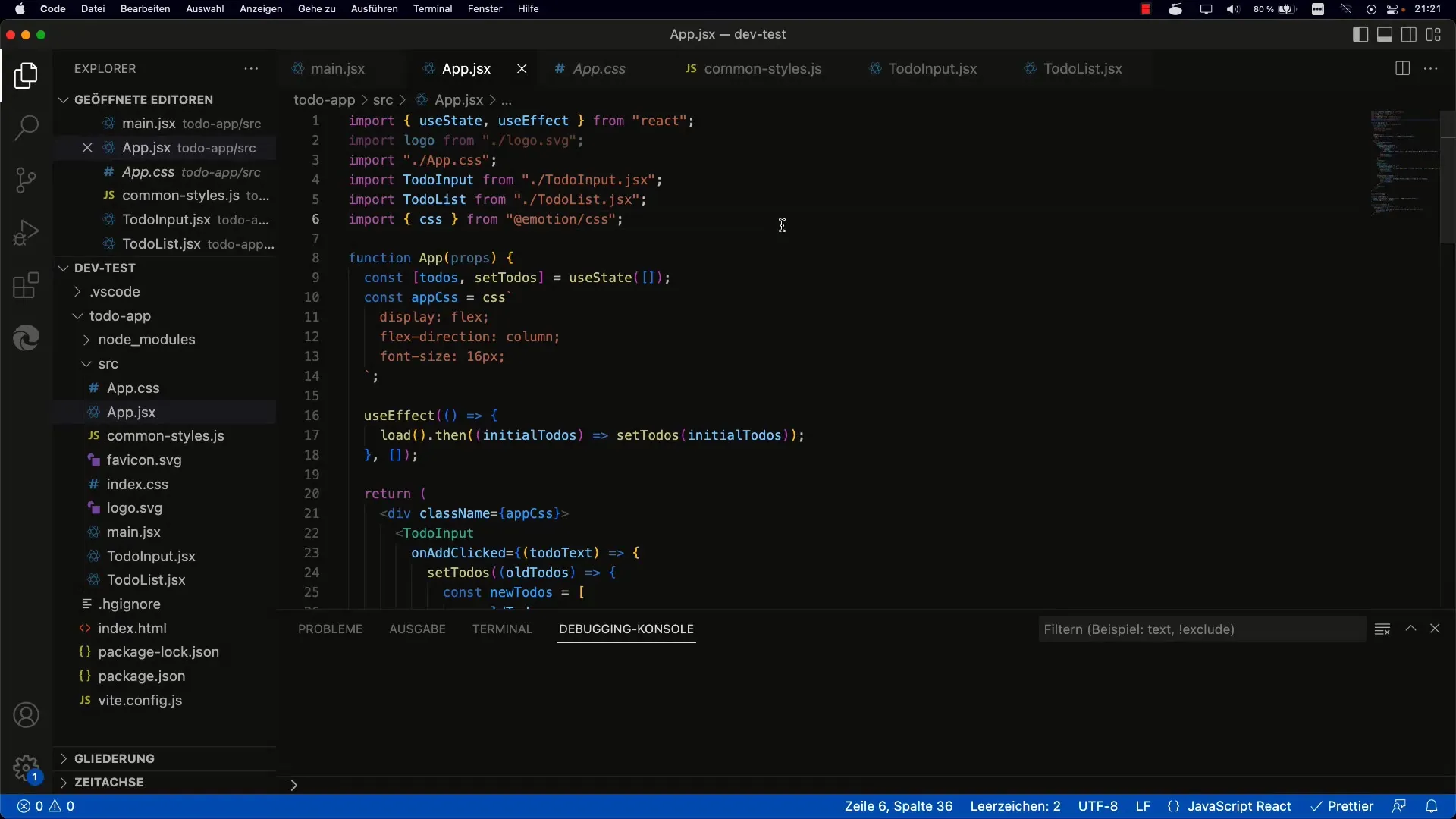 Conclusão sobre a aplicação to-do com React