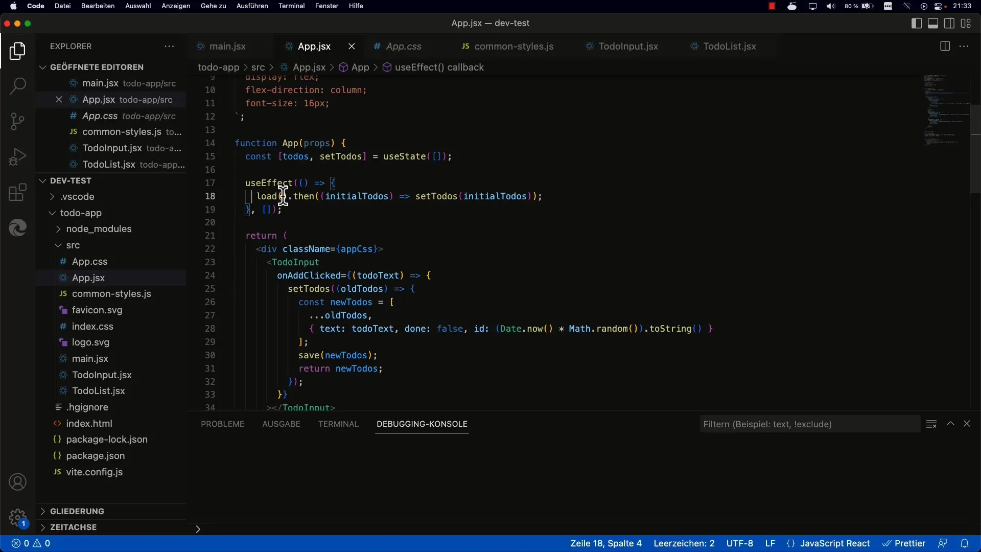 Conclusão sobre a aplicação to-do com React