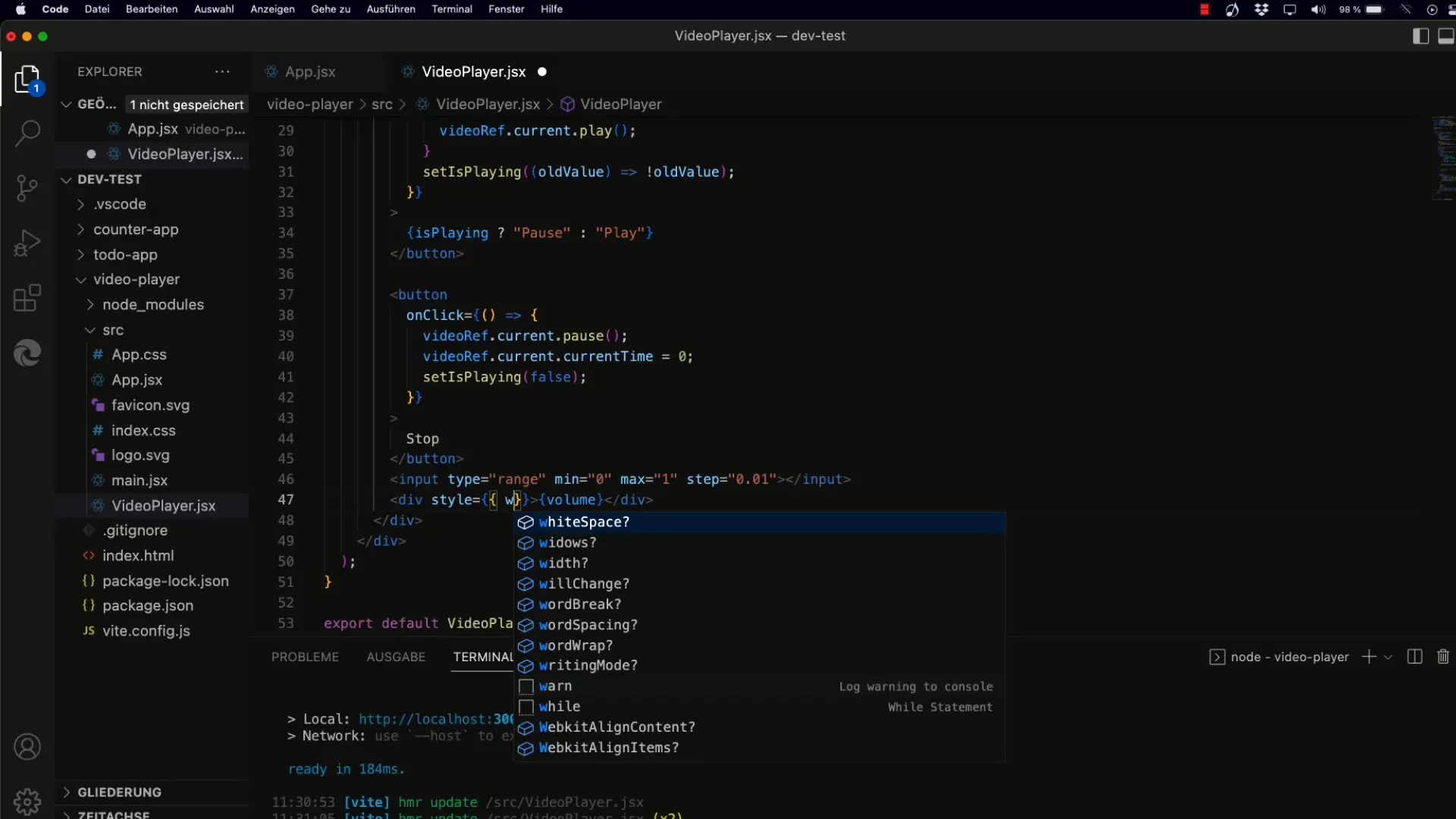 Lydregulering med React - selvstændig implementering