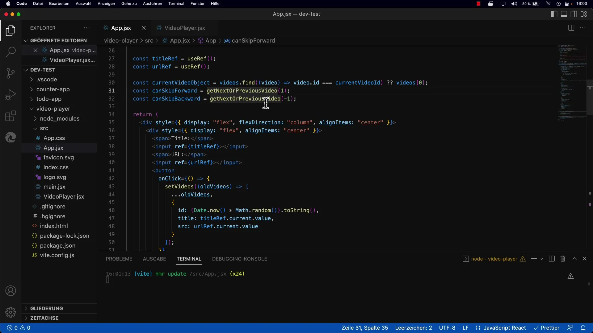Desactivación de los botones Siguiente y Anterior en React