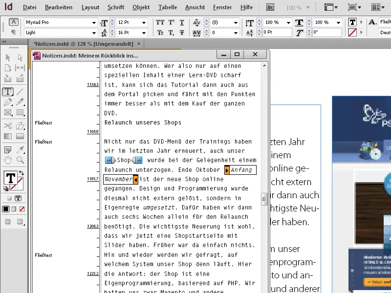 Το εργαλείο σημειώσεων στο InDesign