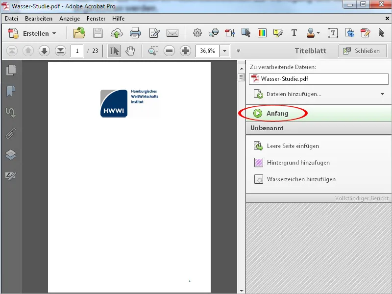 Aktionen definieren, exportieren und importieren in Acrobat