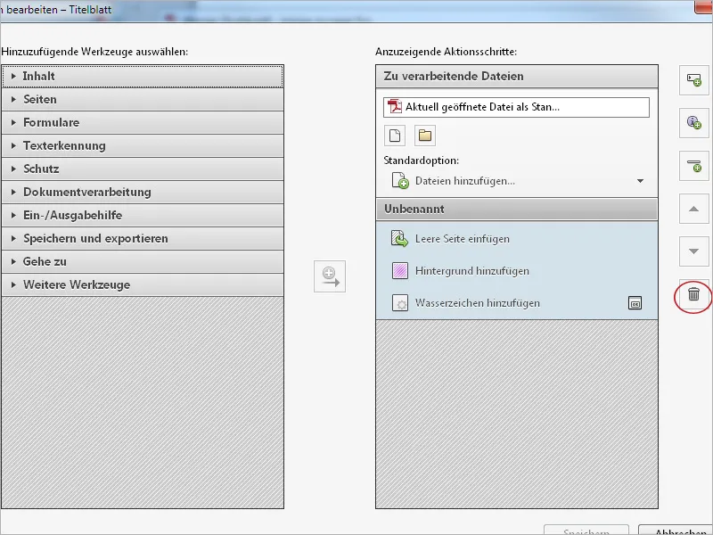 Aktionen definieren, exportieren und importieren in Acrobat