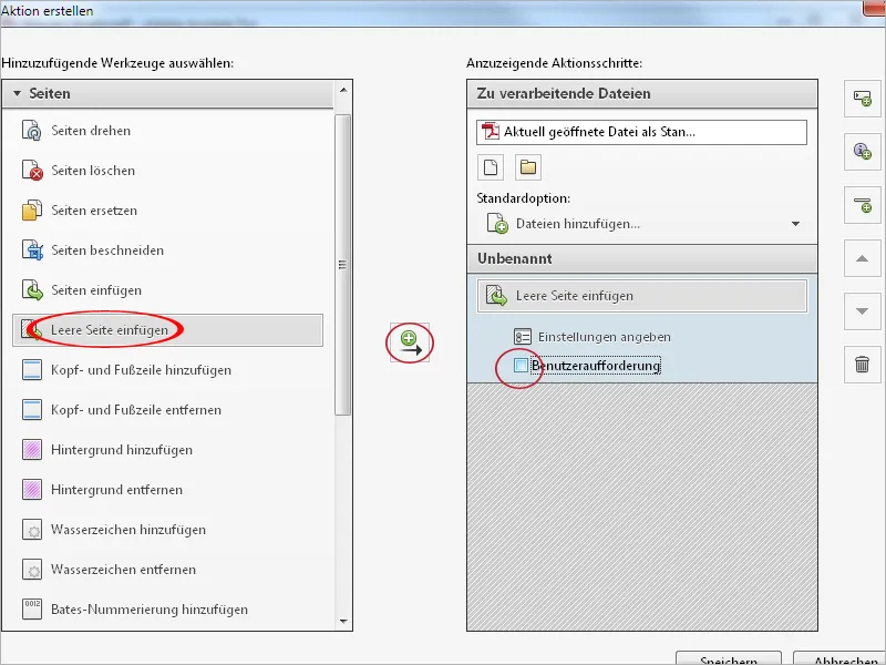 Aktionen definieren, exportieren und importieren in Acrobat