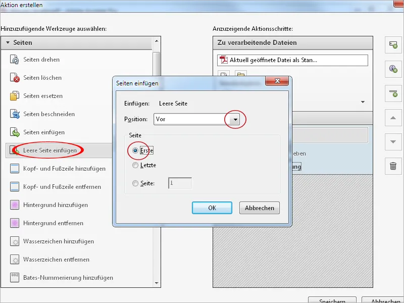 Aktionen definieren, exportieren und importieren in Acrobat