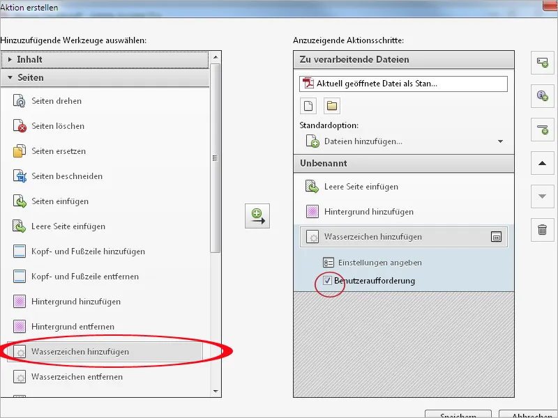Aktionen definieren, exportieren und importieren in Acrobat