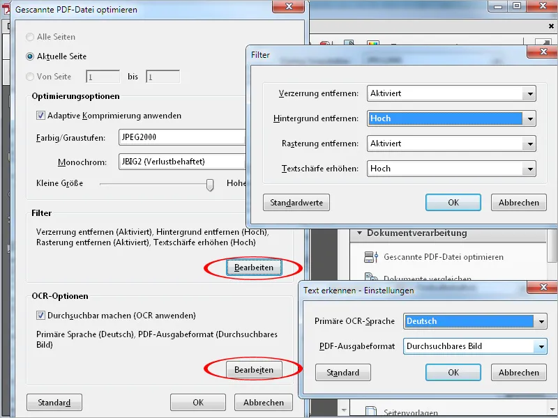 Standard-Aktionen in Acrobat