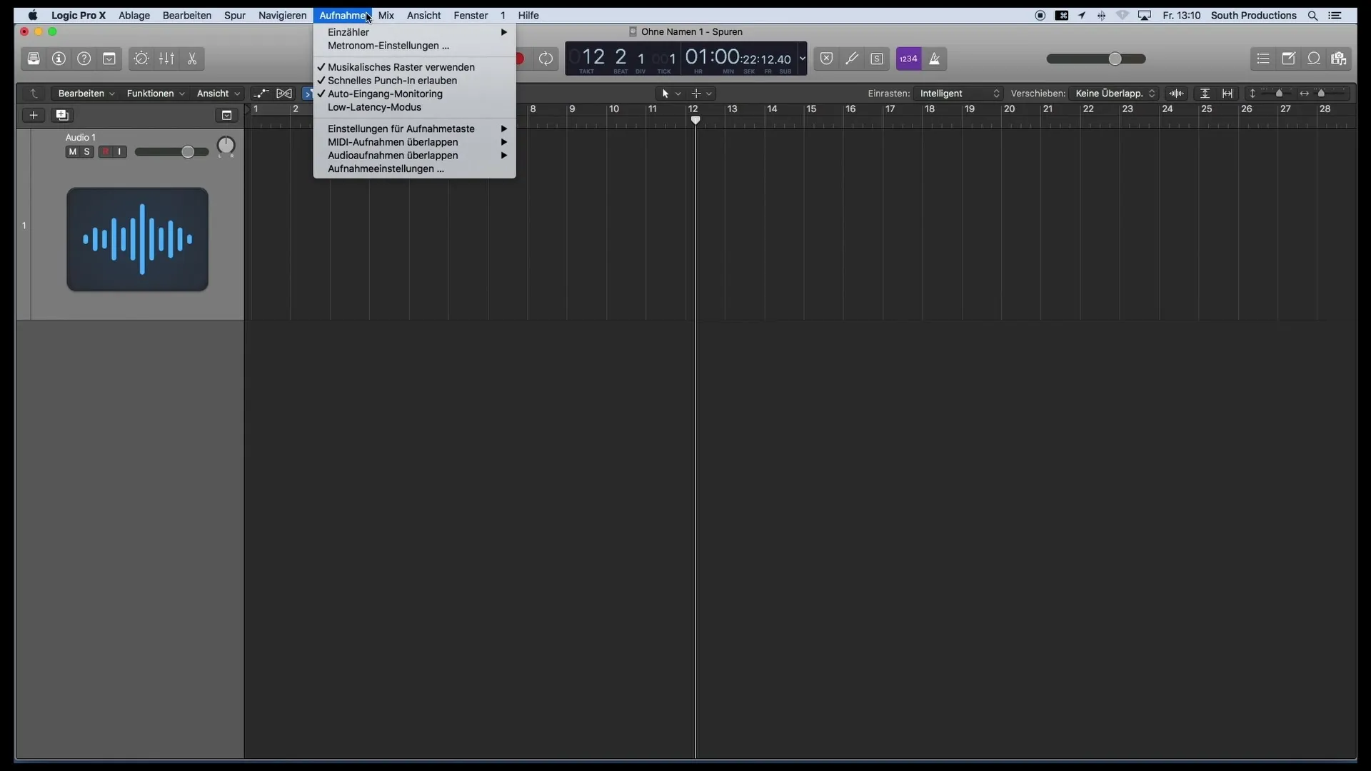 Optimierung des Transportfensters in Logic Pro X