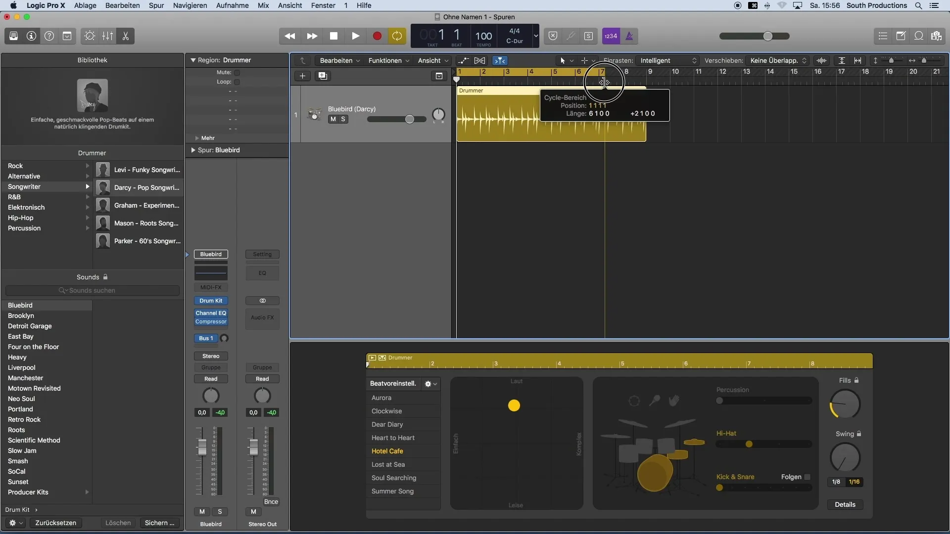 Crear grooves de batería con Logic Pro X Drummer