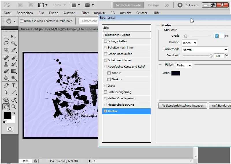 Bryteffekt for typografi og layout