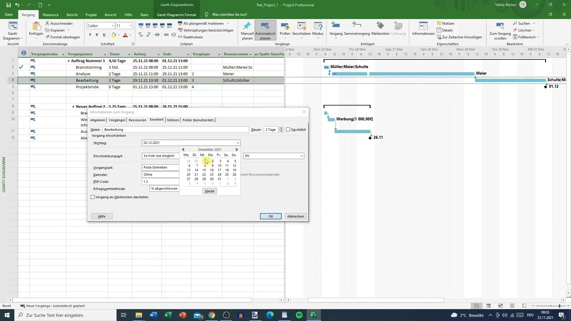 Deadlines efficiënt instellen in MS Project