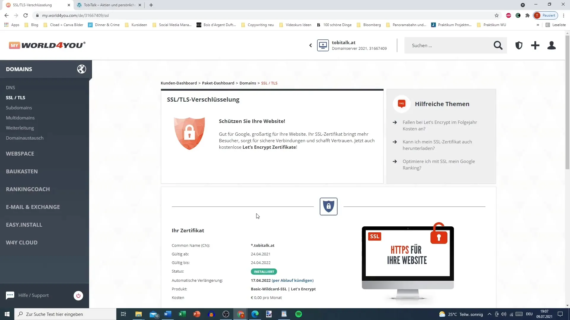 Set up an SSL certificate for your WordPress site