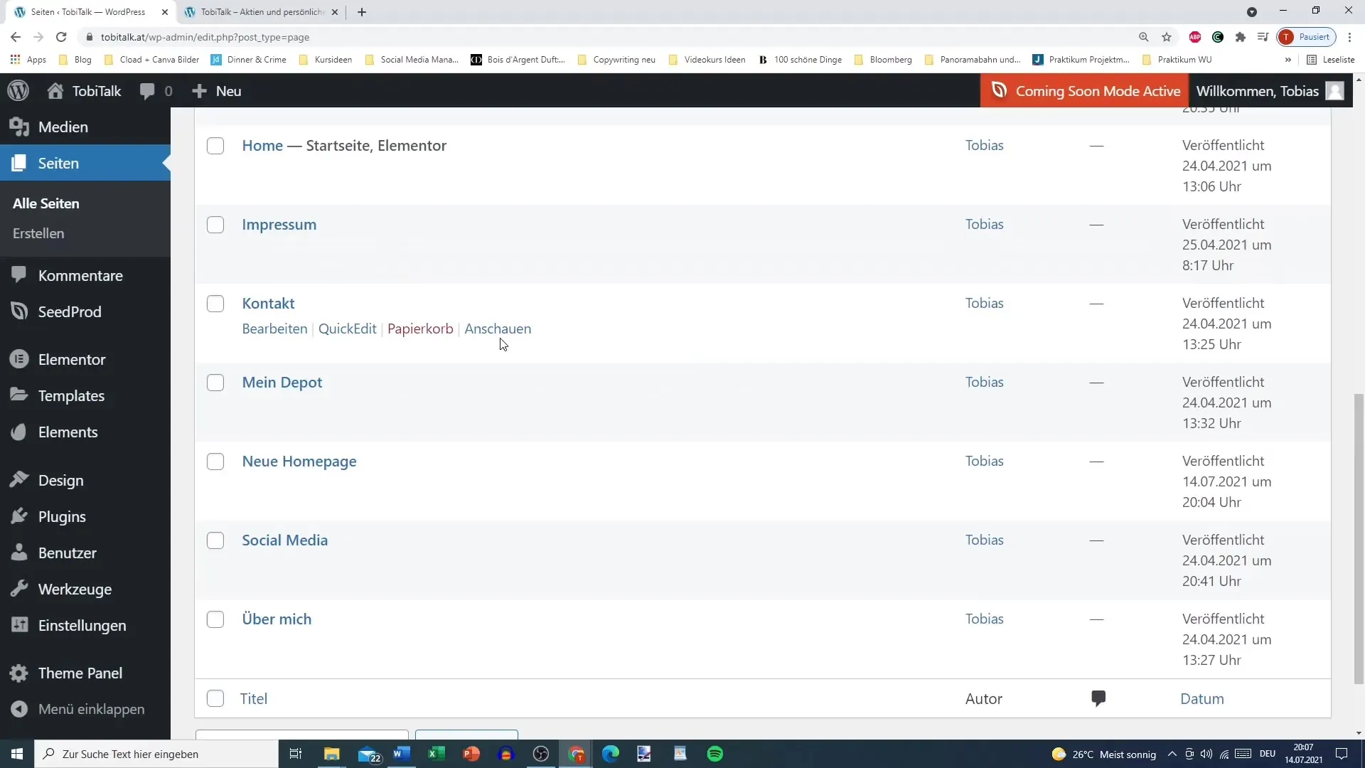 Create WordPress homepage with Elementor