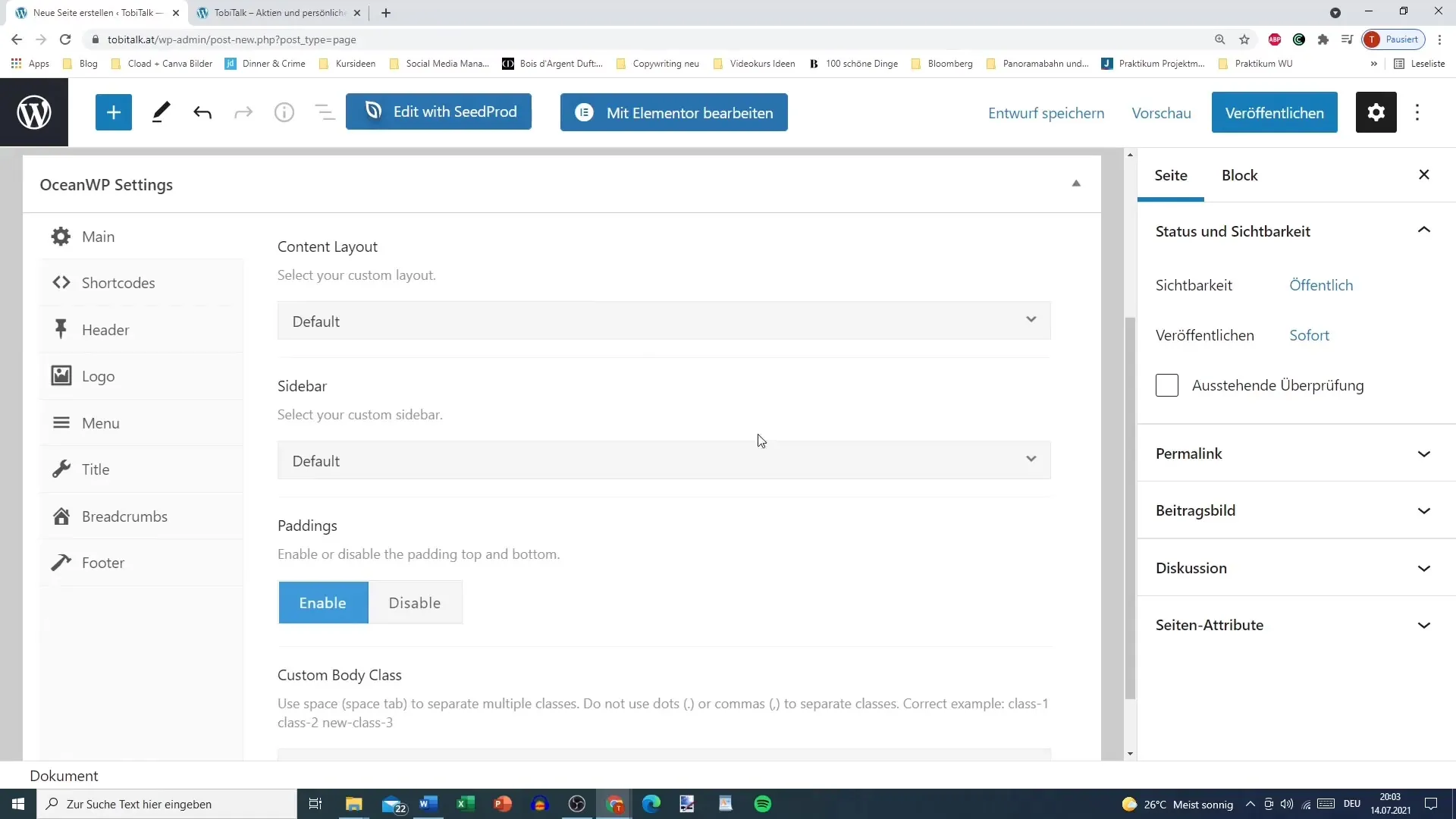 Create WordPress homepage with Elementor