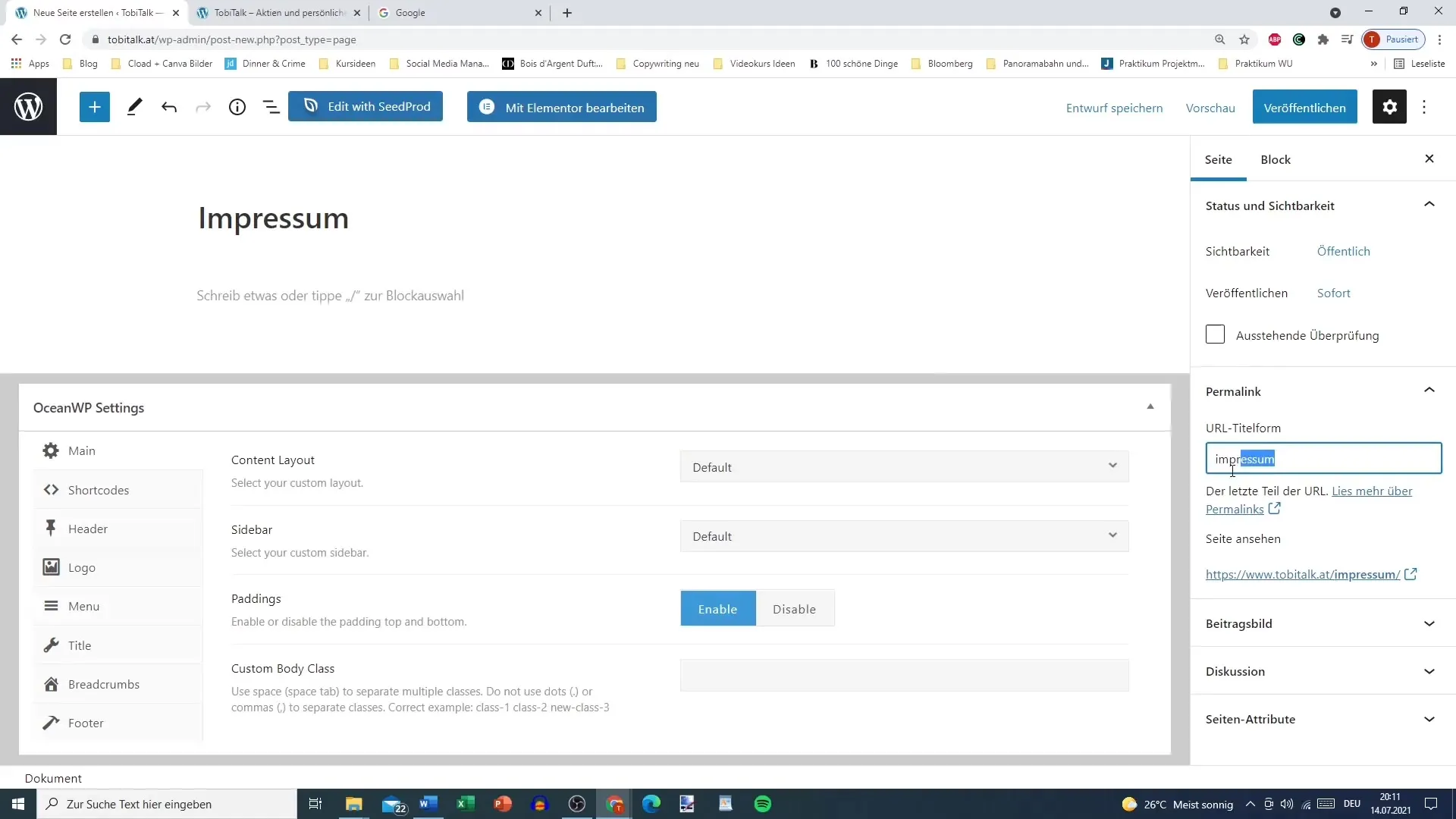 Create an imprint for your website