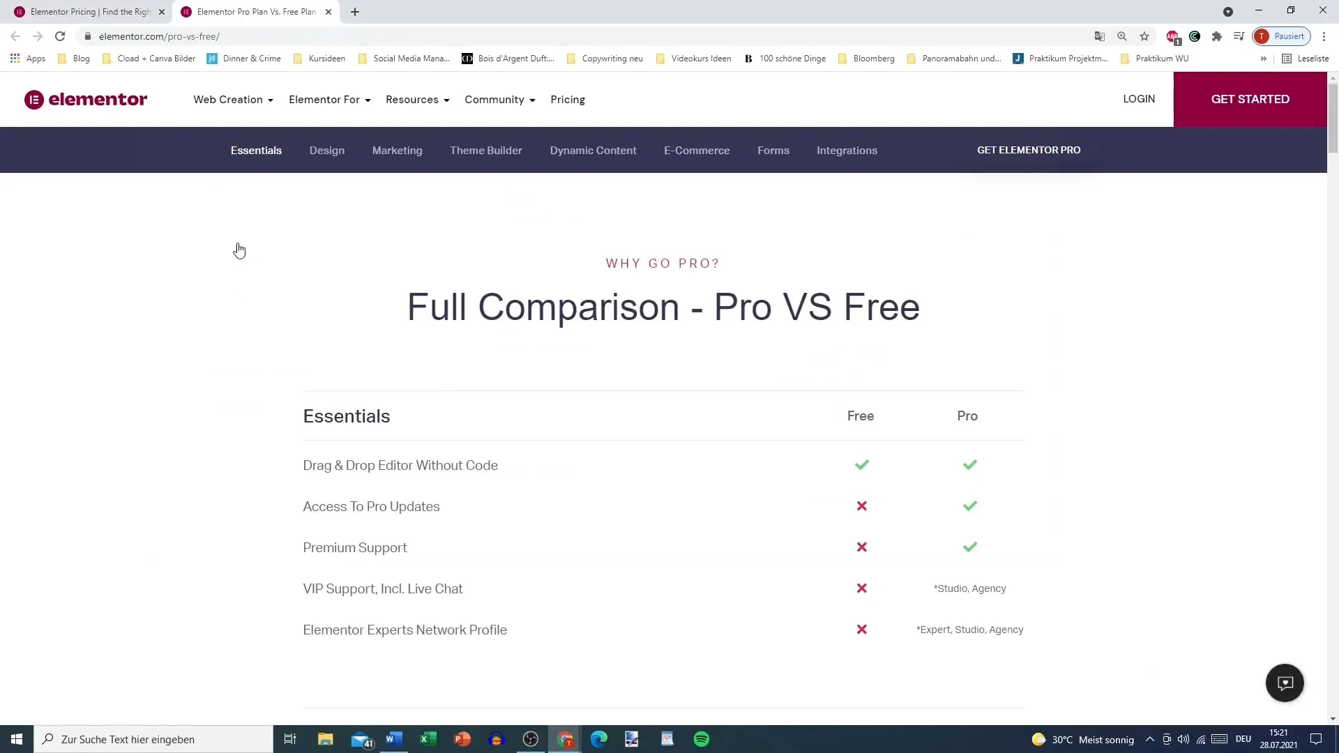 Elementor Pro vs. Free: A detailed comparison