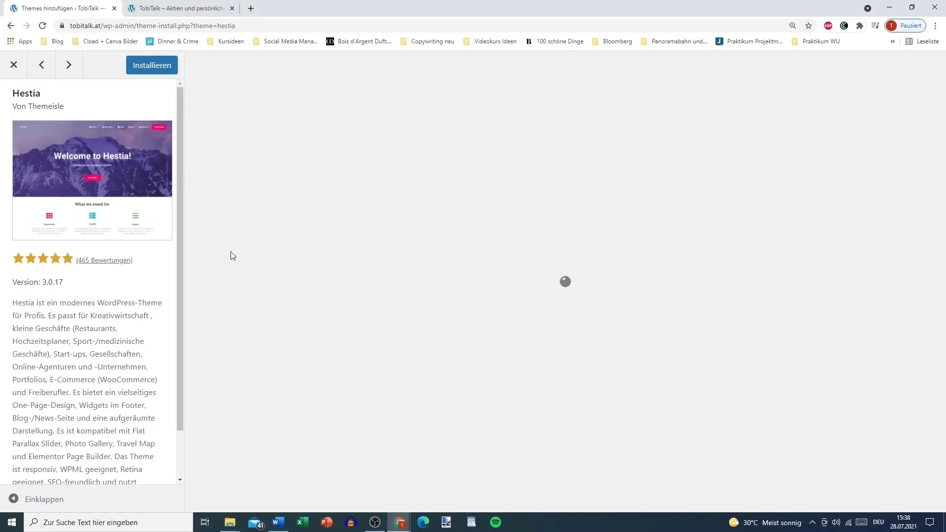 Theme overview for your WordPress page