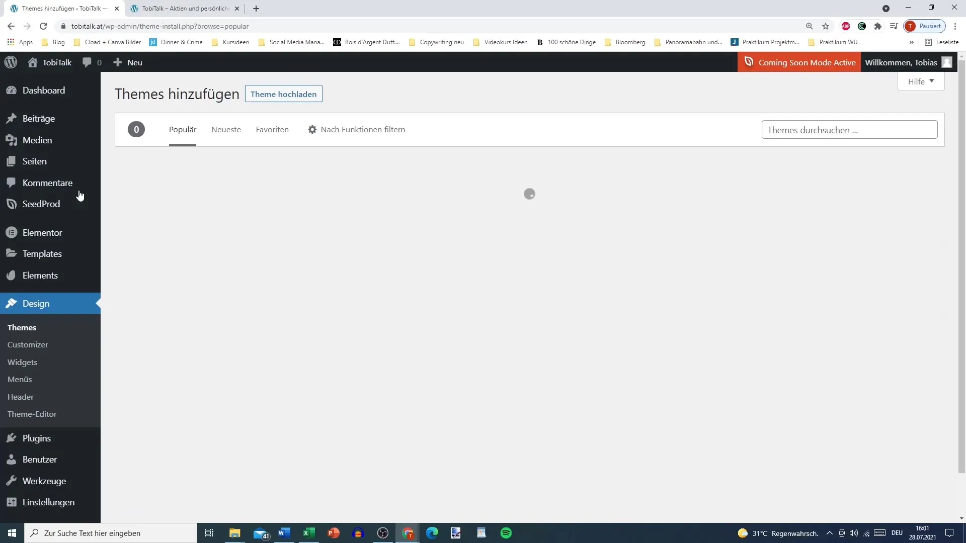 Install and activate the OceanWP WordPress theme